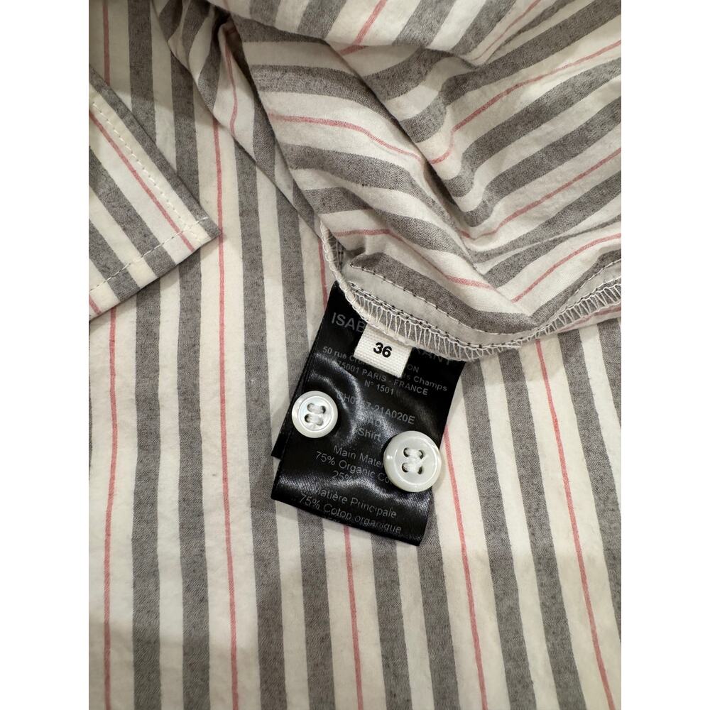 Isabel Marant Ajady Striped Button Down Shirt Women's 36 Organic Cotton Utility - Picture 11 of 16